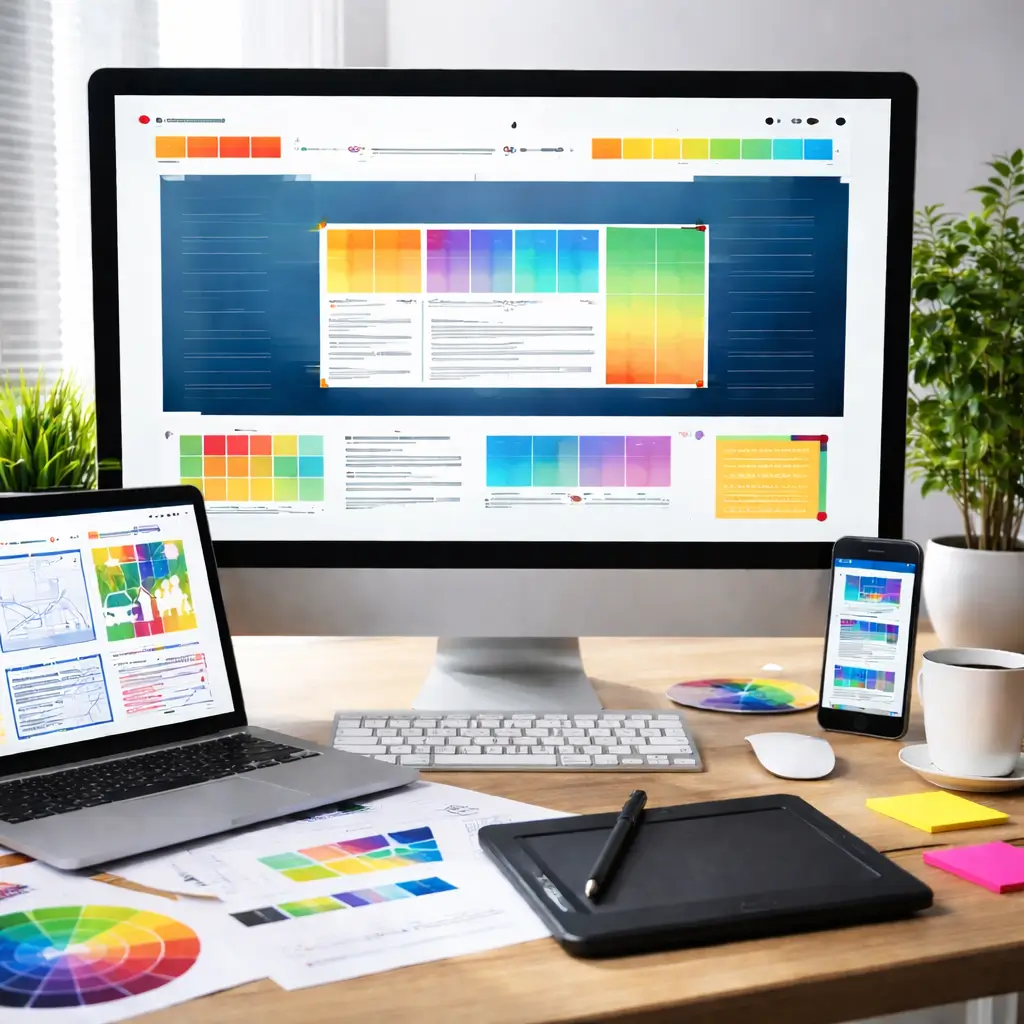 Modern website design from an advertising agency featuring responsive layouts, user interface elements, and web development tools used to create professional business websites.