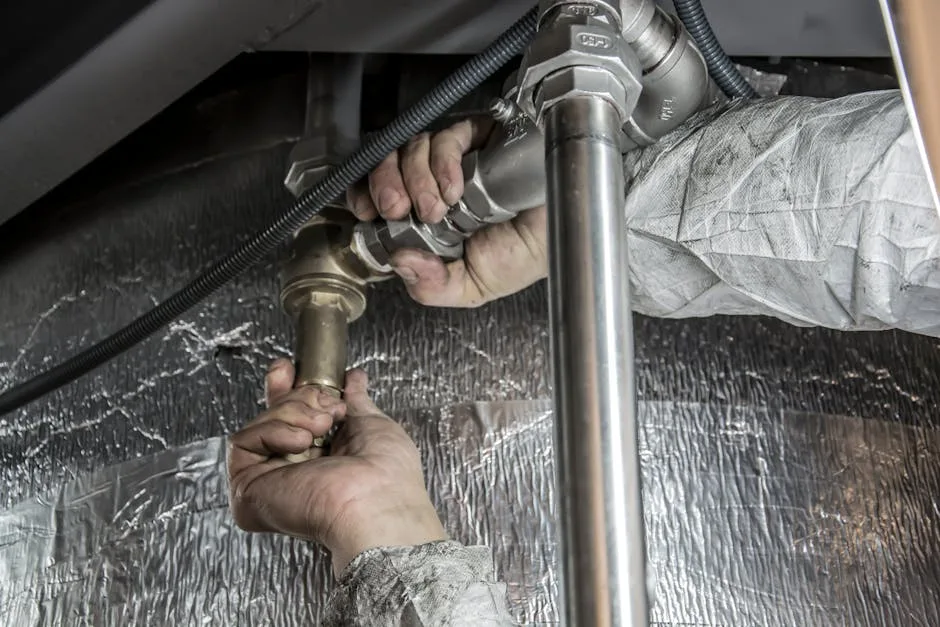 Phoenix plumber on a residential service call repairing pipes after being matched with the homeowner through the exclusive plumbing leads system.