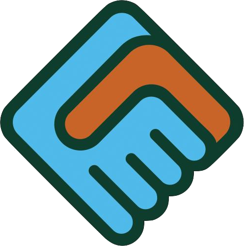ShowUp Promise logo, a blue and orange handshake mark.